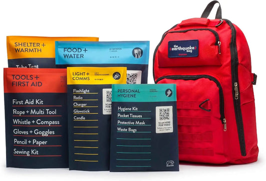 Earthquake Bag - 3 Day Emergency kit for Earthquakes, Hurricanes, Wildfires, Floods + Other disasters